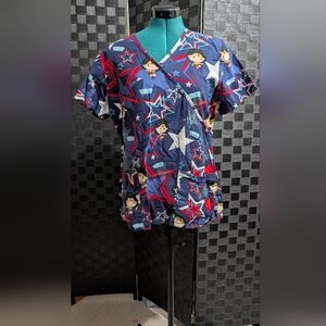 Women's Navy Star Print Top